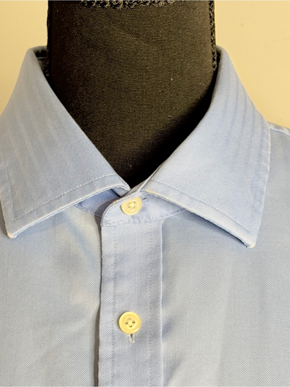 Joseph Abboud Non-Iron Blue Solid Cotton Dress Shirt 17 34/35 Regular Fit